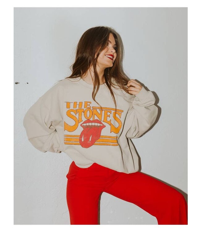 LIVYLU ROLLING STONES THRIFTED GRAPHIC FLEECE