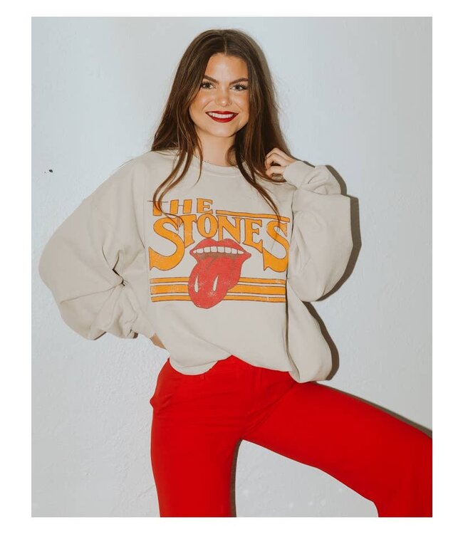 LIVYLU ROLLING STONES THRIFTED GRAPHIC FLEECE