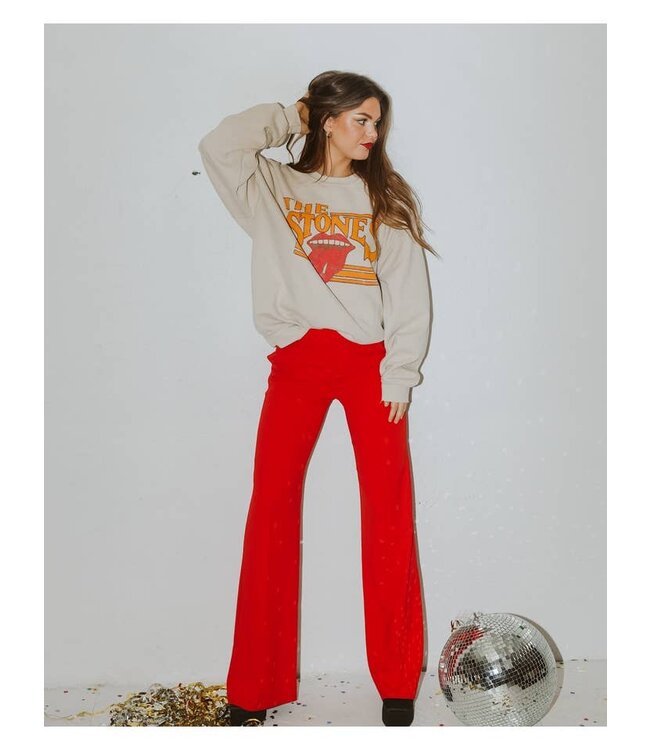 LIVYLU ROLLING STONES THRIFTED GRAPHIC FLEECE