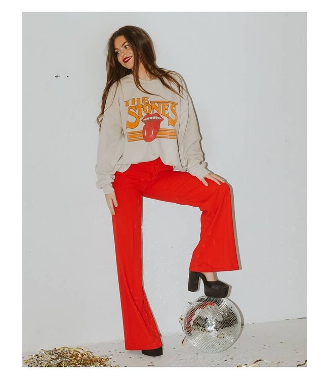 LIVYLU ROLLING STONES THRIFTED GRAPHIC FLEECE