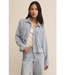 Z SUPPLY All day Cropped Knit Denim Jacket