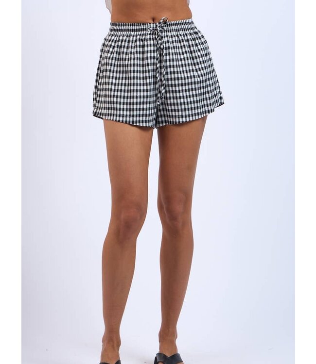 SKY TO MOON CHECKER PRINT SHORTS