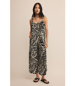 Z SUPPLY Flared Isla Leaf Jumpsuit Black/White