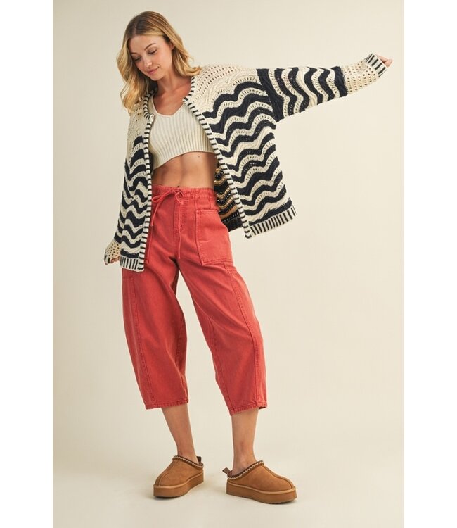 MUSTARD SEED WAVE PATTERN SWEATER CARDIGAN