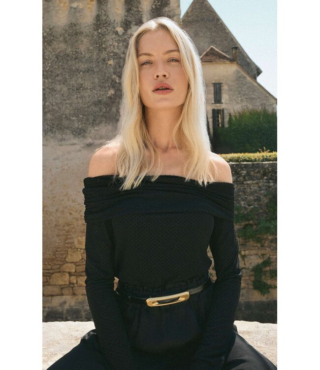 Z SUPPLY WHIMSY OFF SHOULDER MESH TOP