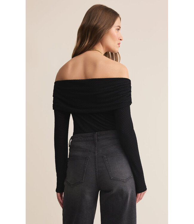 Z SUPPLY WHIMSY OFF SHOULDER MESH TOP