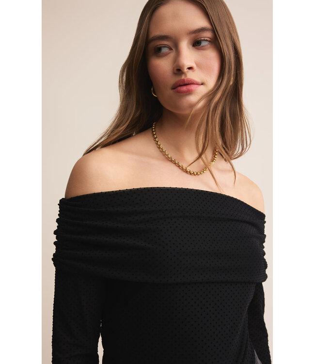 Z SUPPLY WHIMSY OFF SHOULDER MESH TOP