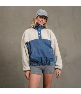 RAISONNEL TEDDY DENIM SNAP JACKET