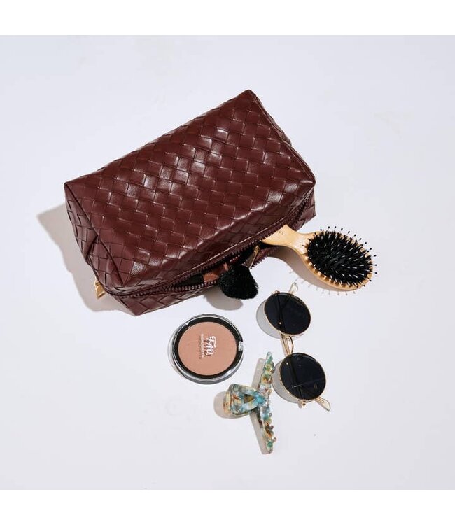 JOIA LEATHER WEAVE POUCH