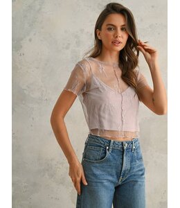 MIOU MUSE LACE FABRIC TANK