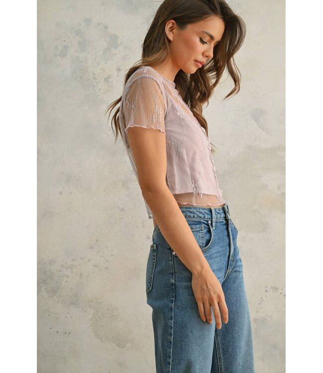 MIOU MUSE LACE FABRIC TANK