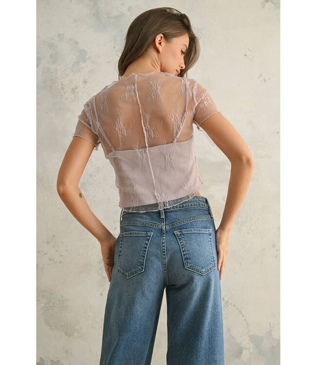 MIOU MUSE LACE FABRIC TANK