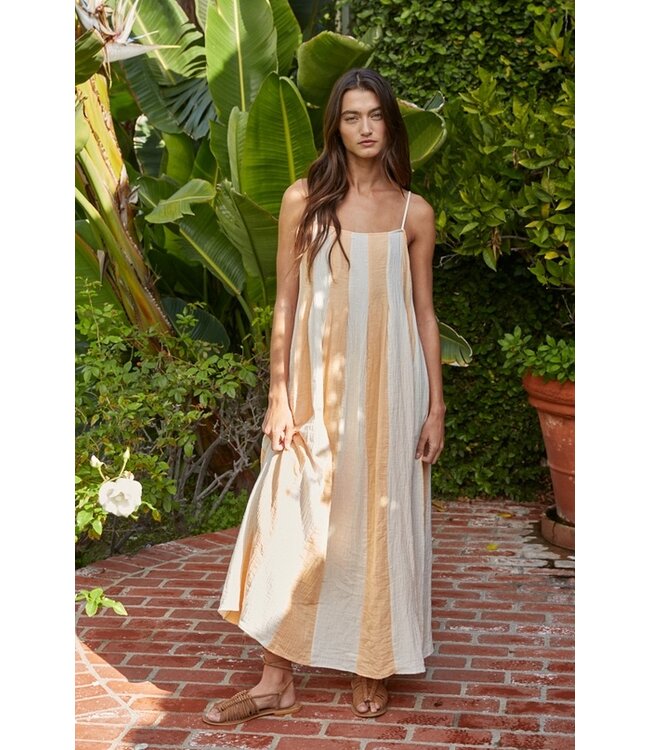 BY TOGETHER CAMI PINTUCK MIDI DRESS