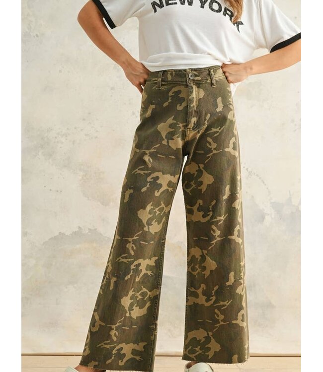MIOU MUSE CAMO WIDE LEG STRETCH DENIM