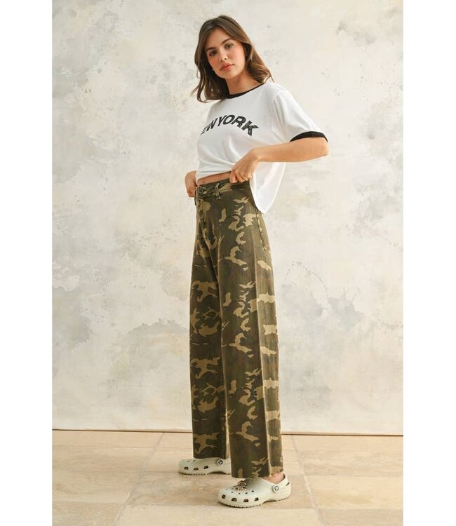MIOU MUSE CAMO WIDE LEG STRETCH DENIM