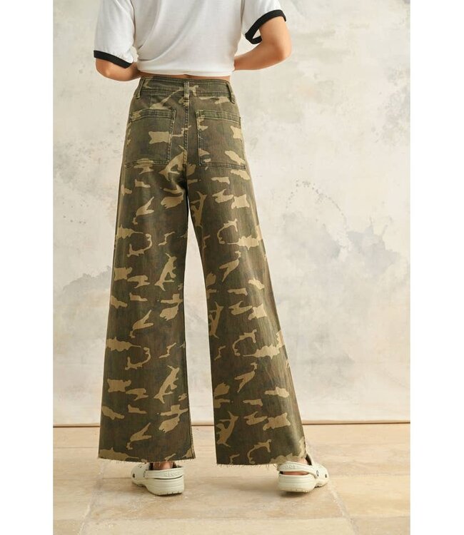 MIOU MUSE CAMO WIDE LEG STRETCH DENIM