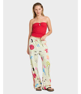 Billabong Lottie Hall Woven Elastic Waist Pants Green