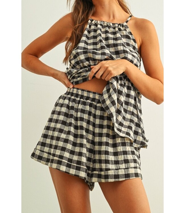 MIOU MUSE GINGHAM FABRIC SHORTS