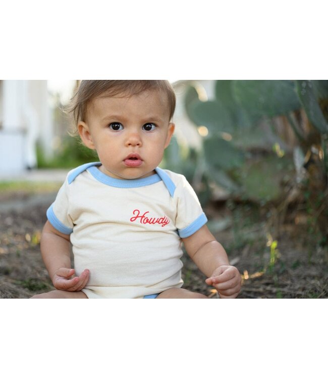 RIVER ROAD CLOTHING COMPANY HOWDY VINTAGE RINGER ONESIE