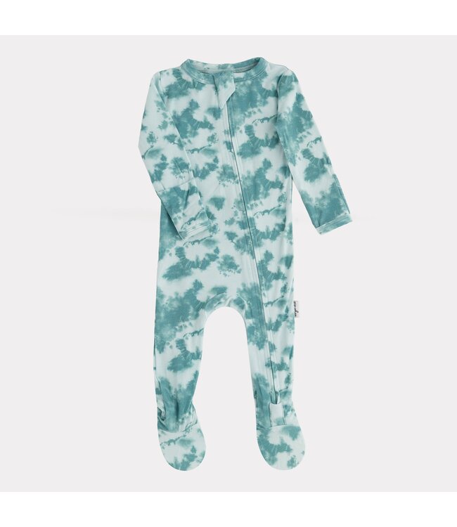 PIP + PHEE FOOTED SLEEPER TEAL TIEDIE