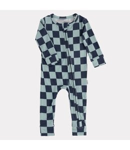 PIP + PHEE Footless Sleeper Blue Check Bamboo