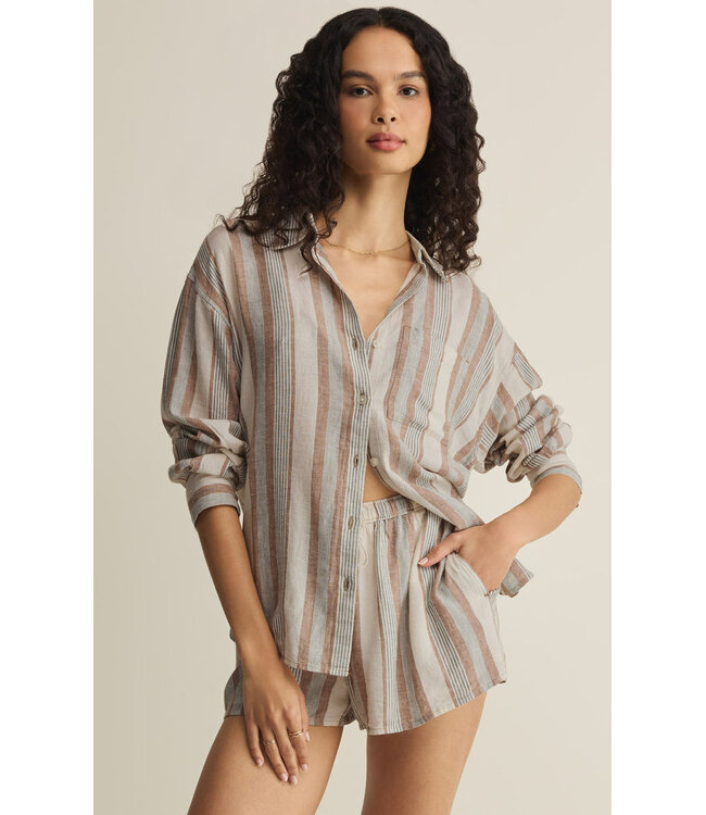 Z SUPPLY The Perfect Striped Button Up Grey