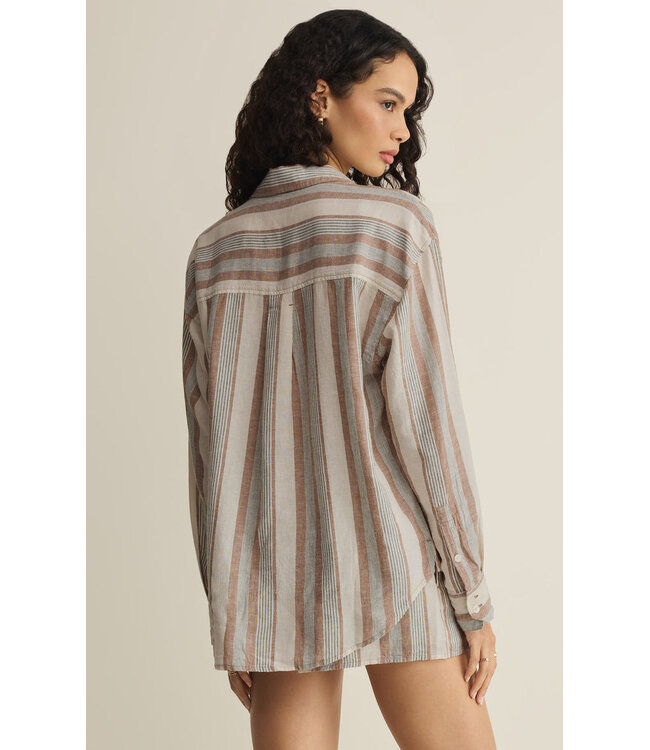 Z SUPPLY The Perfect Striped Button Up Grey