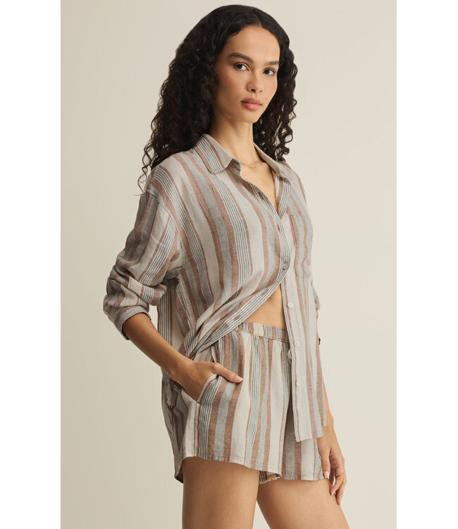 Z SUPPLY The Perfect Striped Button Up Grey