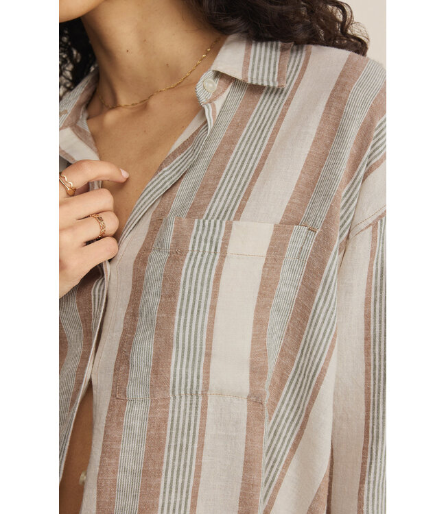 Z SUPPLY The Perfect Striped Button Up Grey