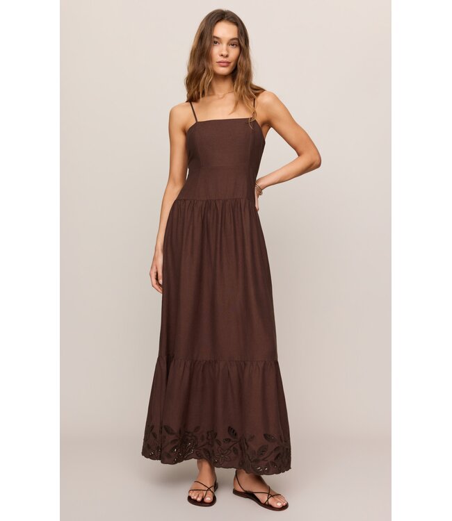 Z SUPPLY Esti Embroidered Maxi Dress Brown