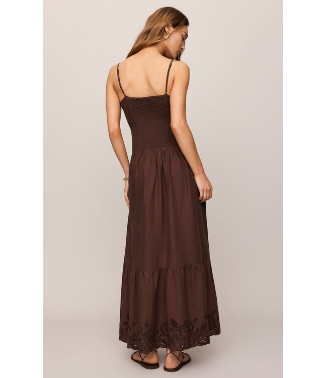 Z SUPPLY Esti Embroidered Maxi Dress Brown