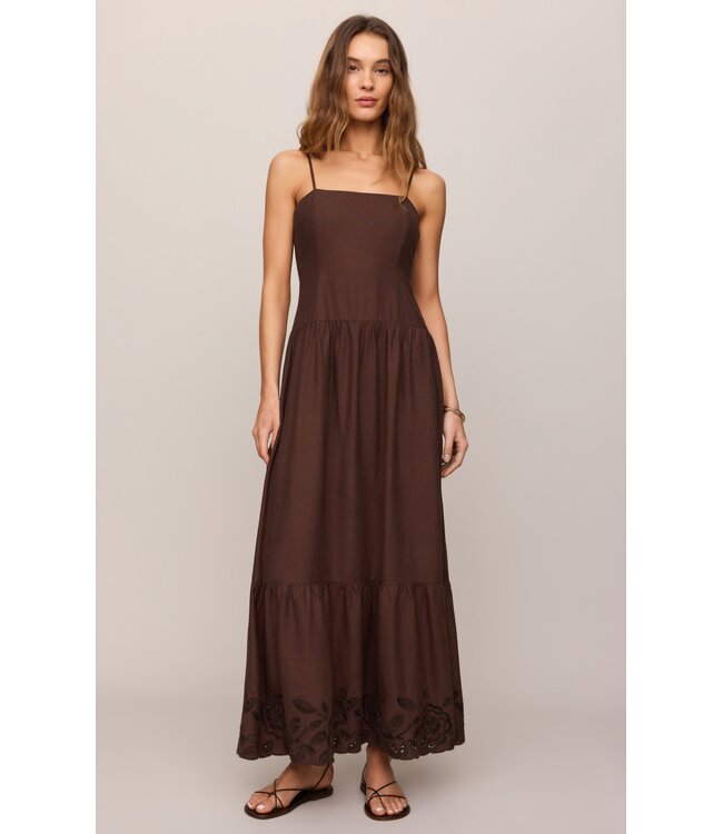 Z SUPPLY Esti Embroidered Maxi Dress Brown