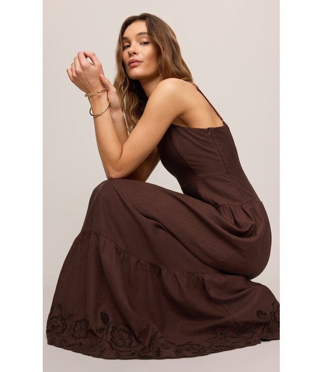 Z SUPPLY Esti Embroidered Maxi Dress Brown