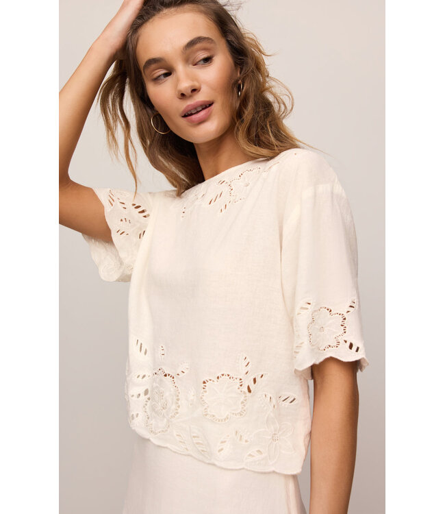 Z SUPPLY Daya Embroidered Top White