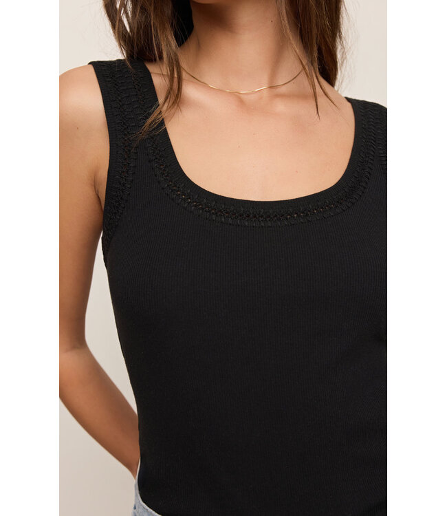 Z SUPPLY Larkin Embroidered Tank Black