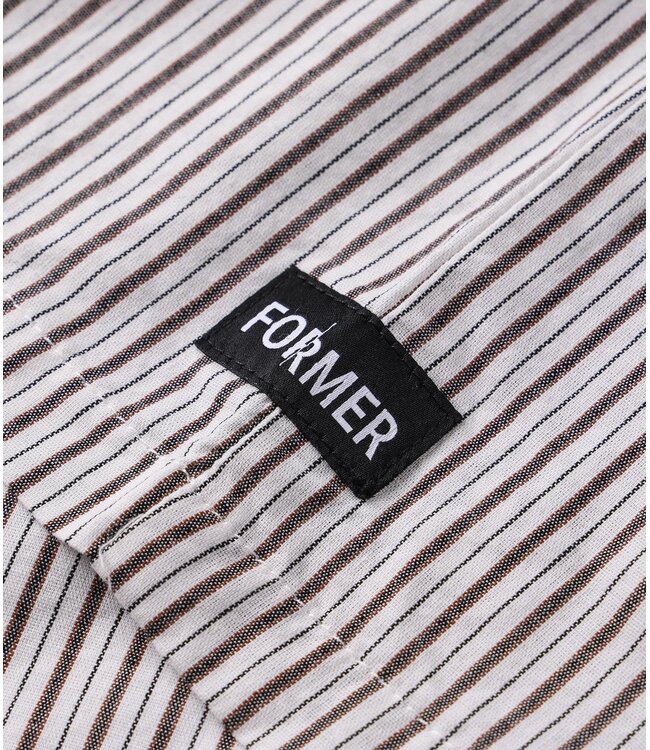 FORMER Reynolds Stripe SS Shirt Beige