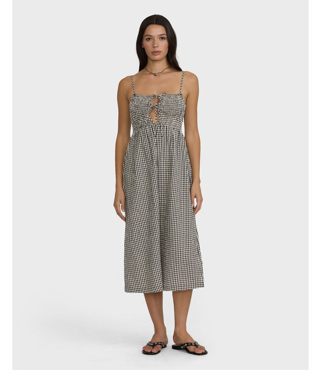 Billabong Beach Check Midi Dress Black
