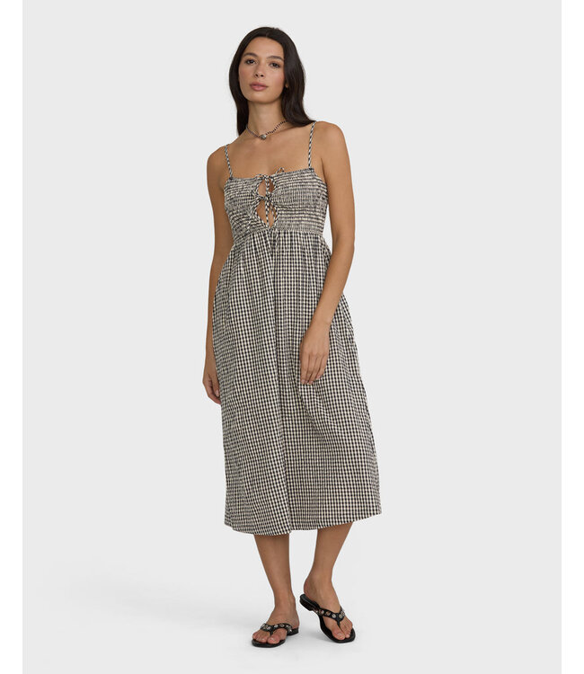 Billabong Beach Check Midi Dress Black