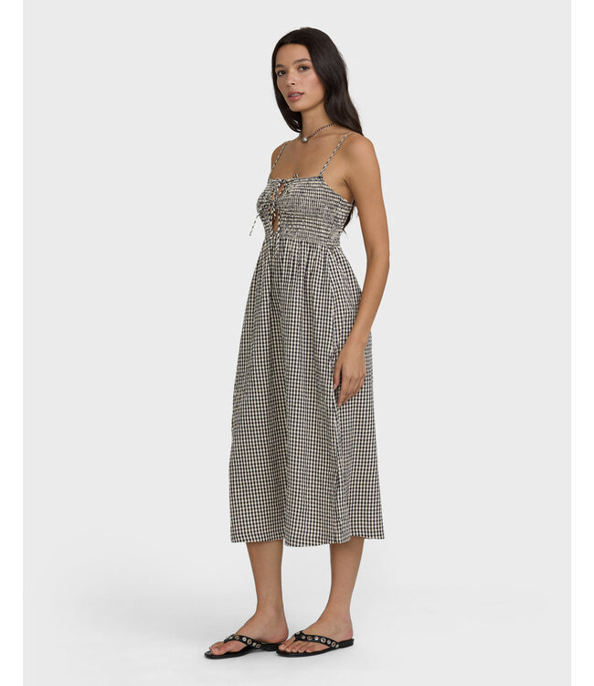 Billabong Beach Check Midi Dress Black