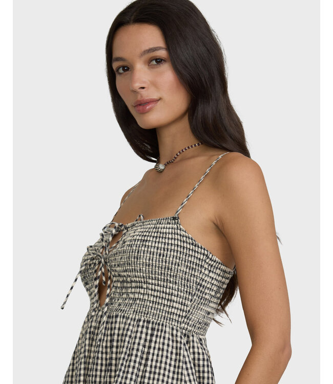Billabong Beach Check Midi Dress Black