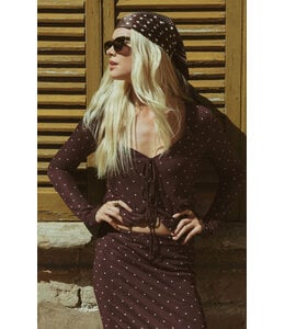 Z SUPPLY Amara Polka Dot Mesh Top Brown
