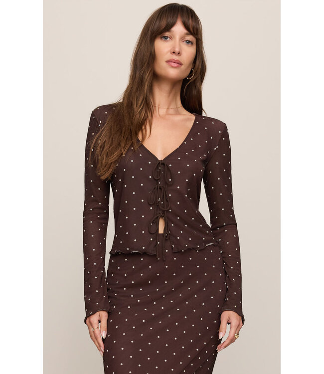 Z SUPPLY Amara Polka Dot Mesh Top Brown