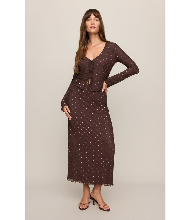 Z SUPPLY Amara Polka Dot Mesh Top Brown