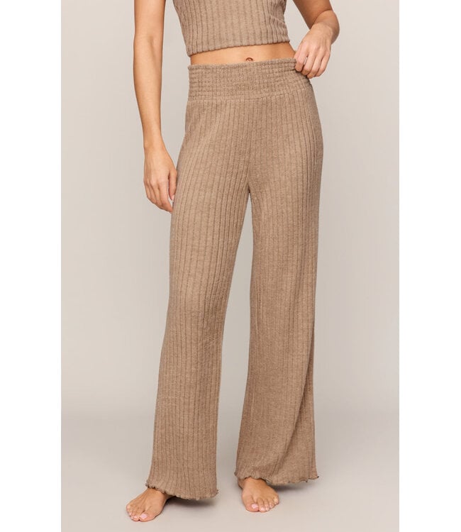 Z SUPPLY Dawn Smocked Rib Pant Brown