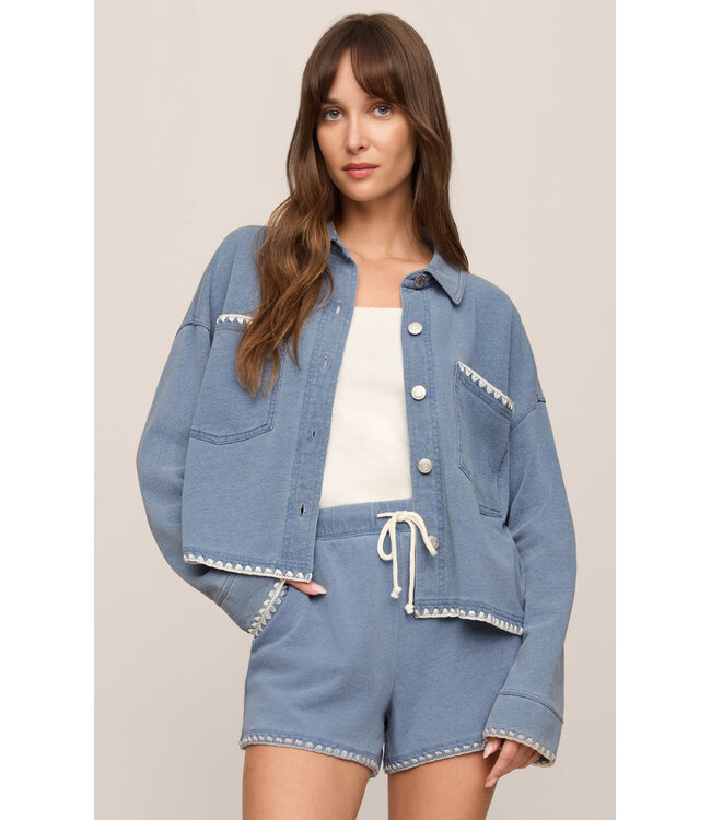 Z SUPPLY All Day Crop Whipstitch Jacket Blue