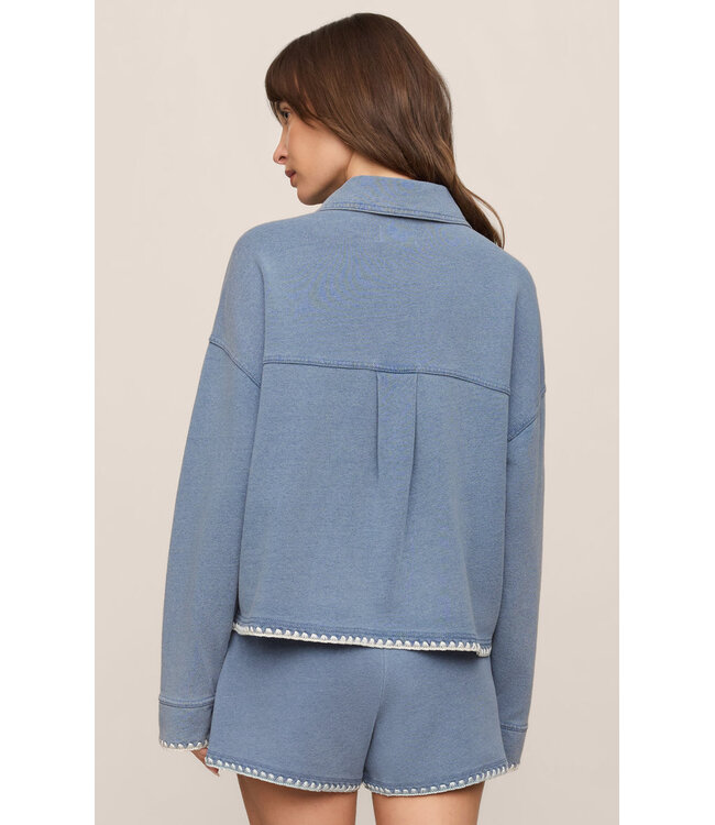 Z SUPPLY All Day Crop Whipstitch Jacket Blue