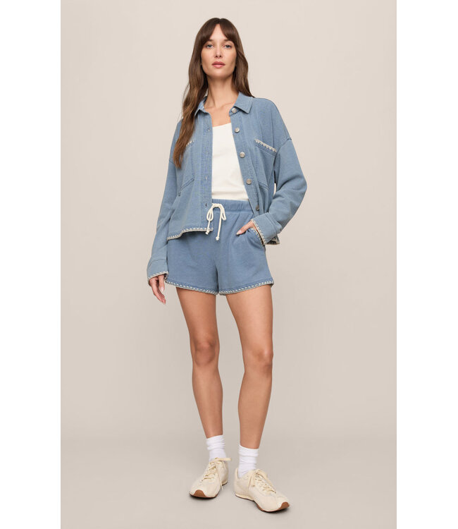 Z SUPPLY All Day Crop Whipstitch Jacket Blue