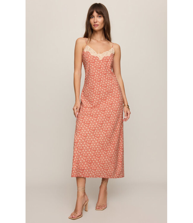 Z SUPPLY Emela Iris Floral Midi Dress Red