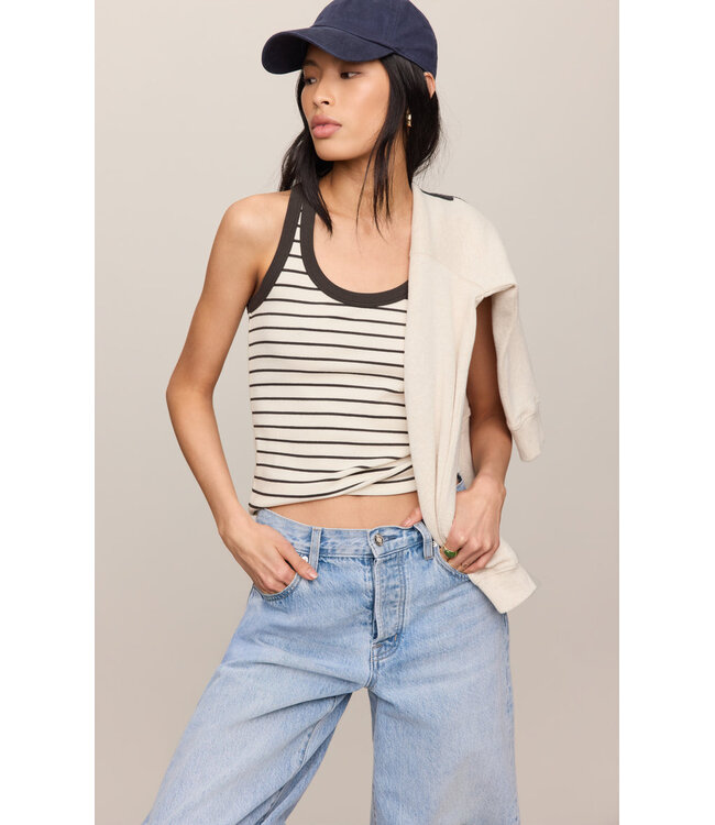 Z SUPPLY Rowe Striped Scoop Tank White