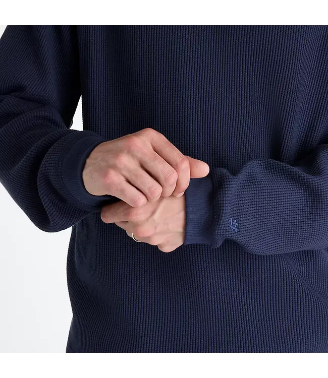 NEW BALANCE Numeric Waffle Knit Long Sleeve Henley Navy